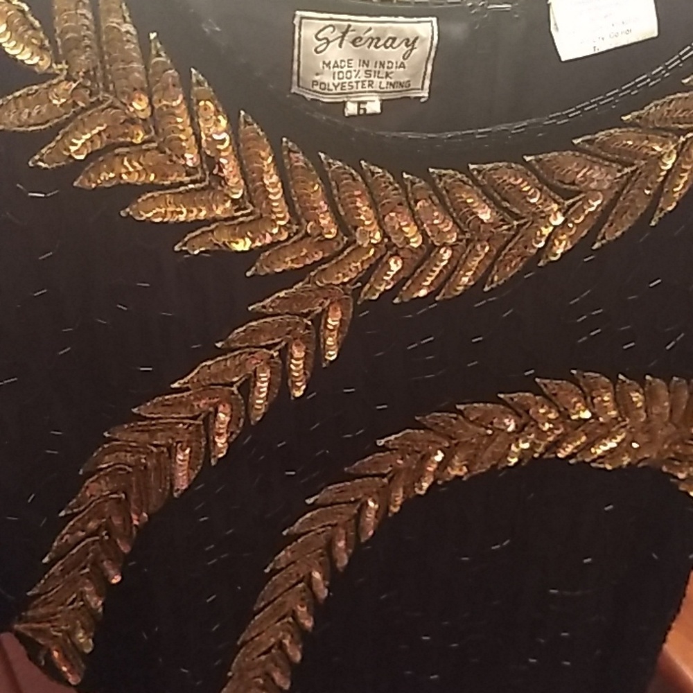 Vtg Beaded Sequin Silk Dress Made in India